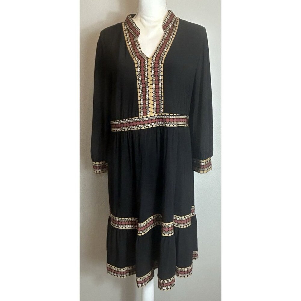 Robbie Bee Knee Length A Line Dress Smocked Striped Jersey Dress Size Large - Picture 4 of 14